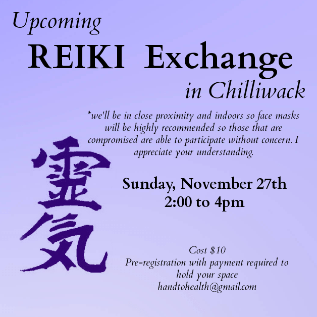 Chilliwack Reiki Exchange at Hand to Health