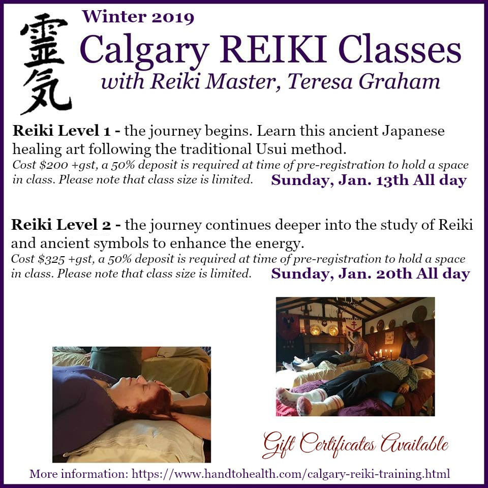 Calgary Reiki Classes January 2019 with Teresa Graham